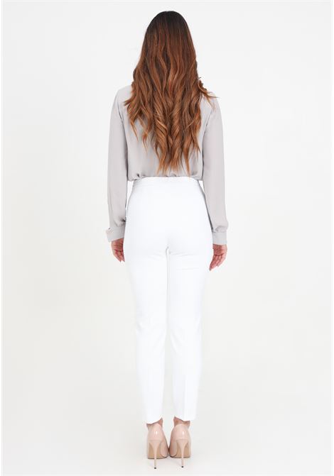 White women's trousers with logo buttons ELISABETTA FRANCHI | PA02841E2360
